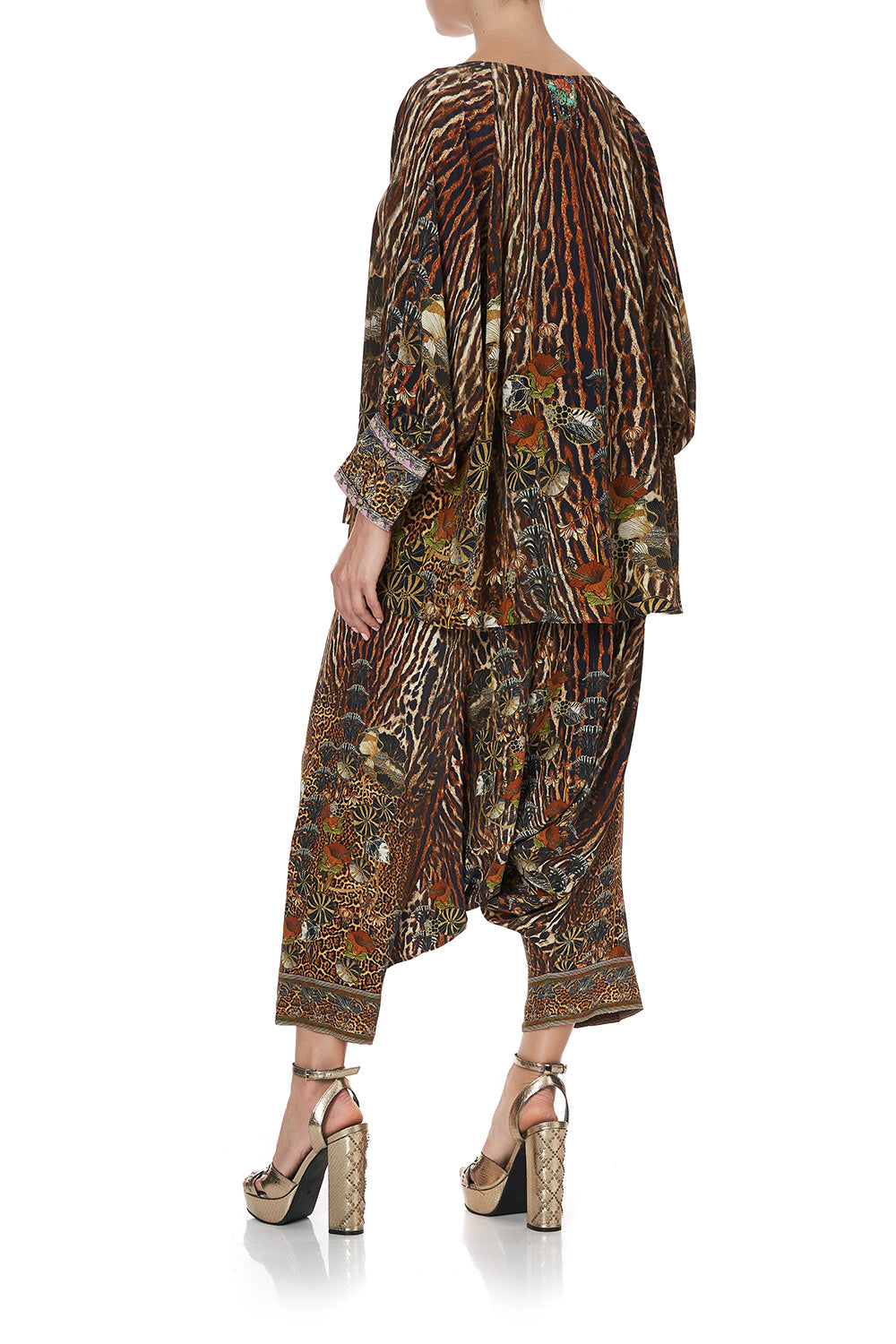 RAGLAN SLEEVE BUTTON UP TOP WILD AZAL