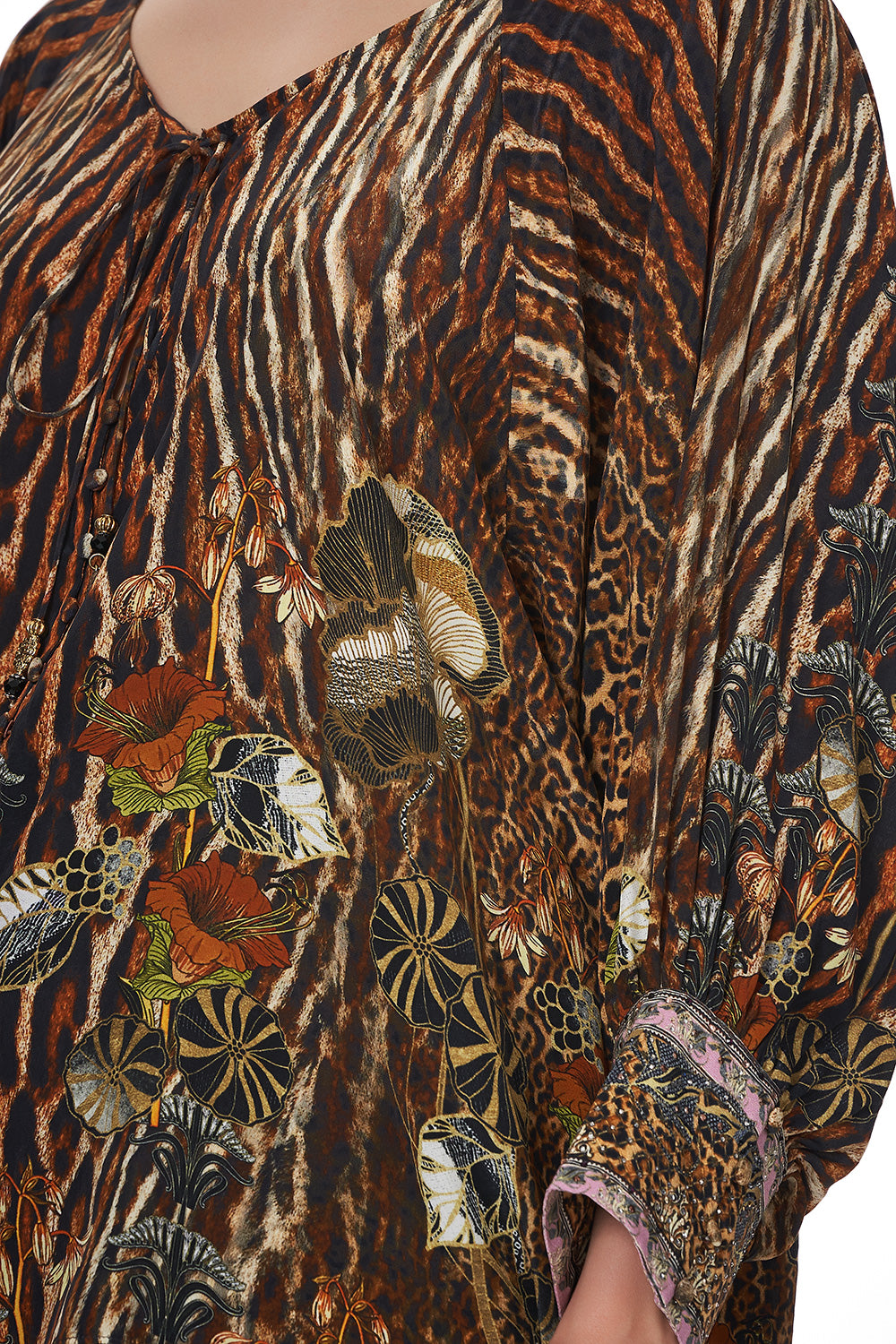 RAGLAN SLEEVE BUTTON UP TOP WILD AZAL