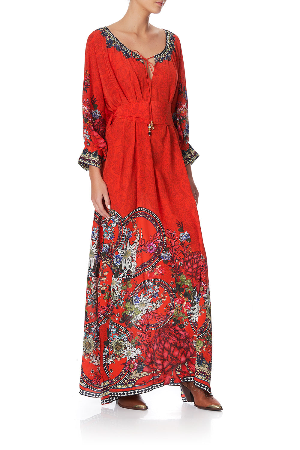 RAGLAN SLEEVE DRESS WITH CUFFS WONDERING WARATAH