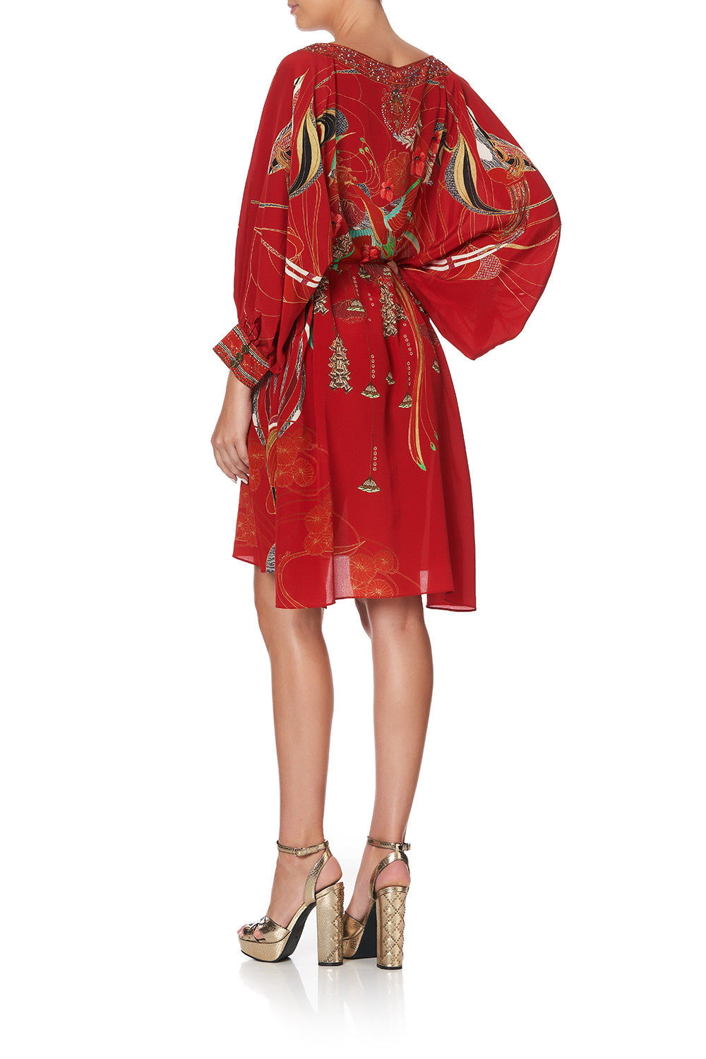 RAGLAN SLEEVE TIE FRONT DRESS FORBIDDEN FRUIT