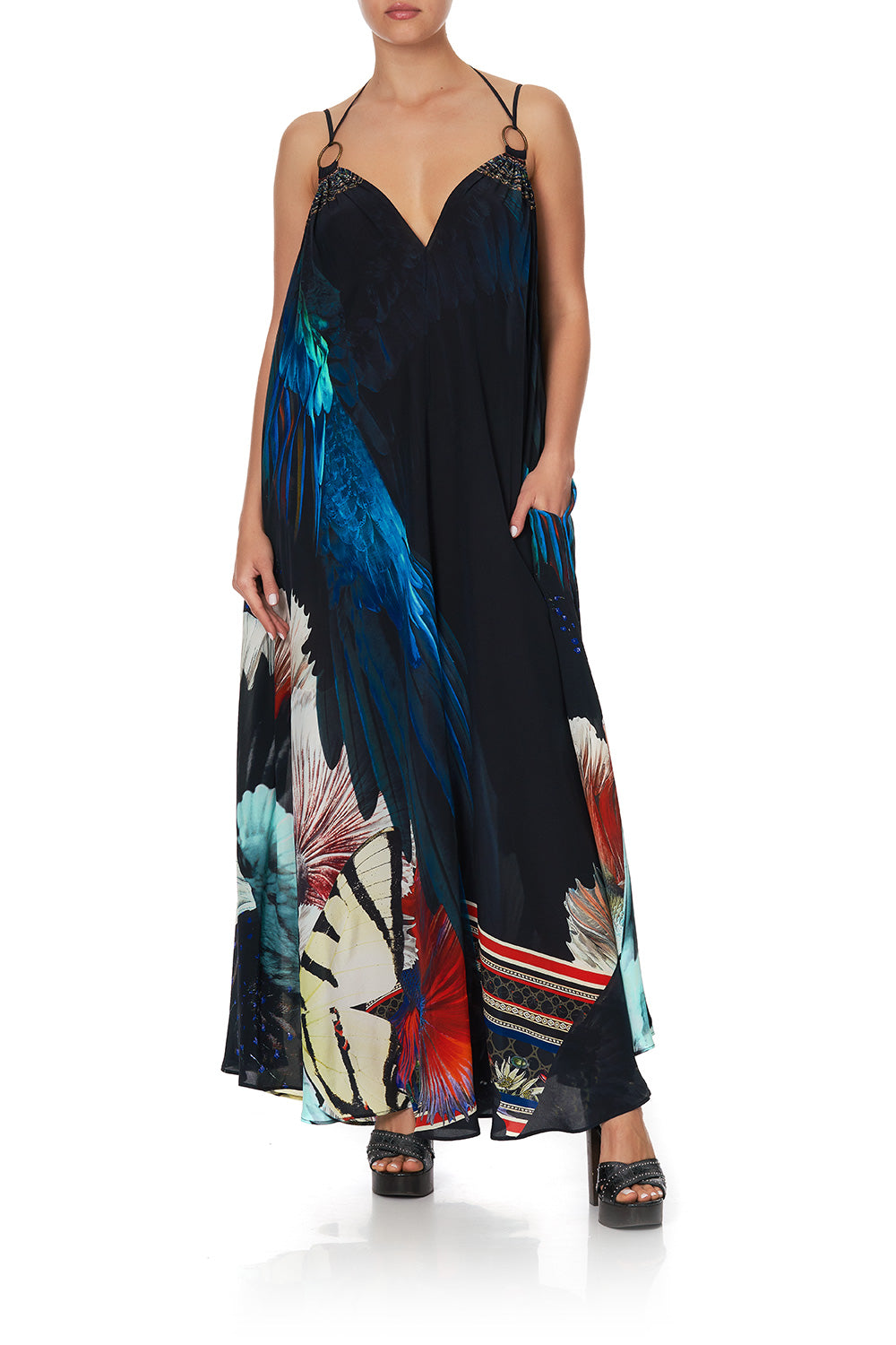 RING DETAIL STRAP DRESS NIGHT FLIGHT