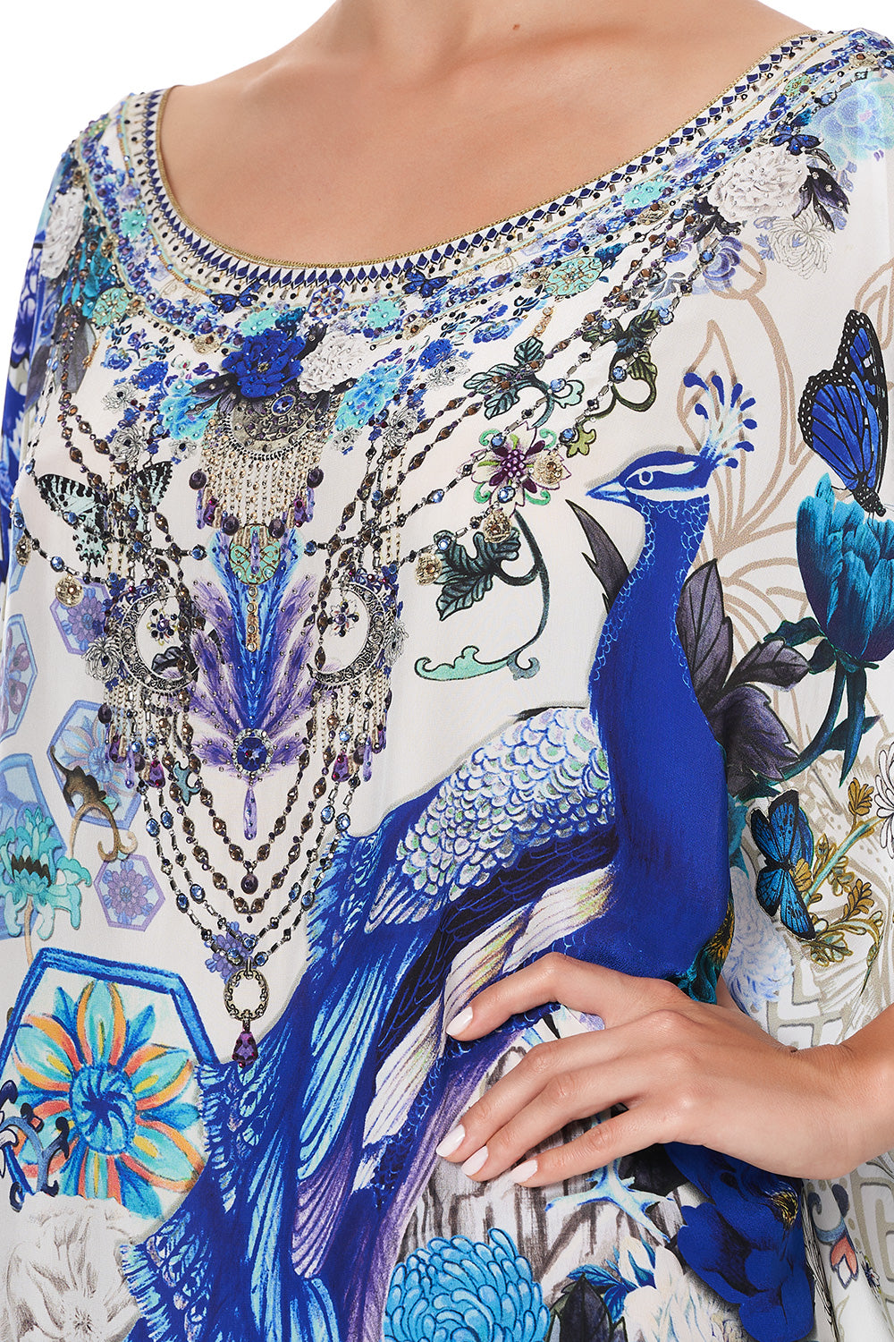 ROUND NECK KAFTAN WHITE SIDE OF THE MOON