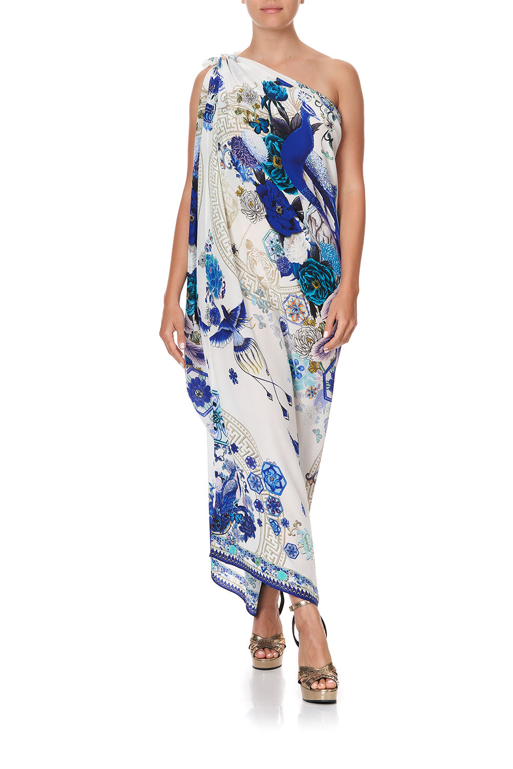 ROUND NECK KAFTAN WHITE SIDE OF THE MOON