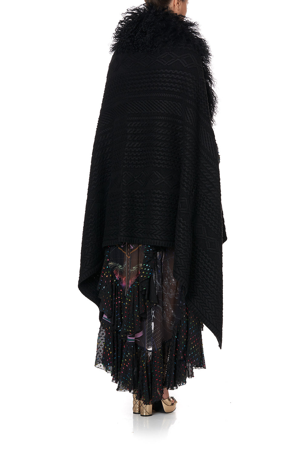 SHEARLING CAPE MIDNIGHT MOON HOUSE