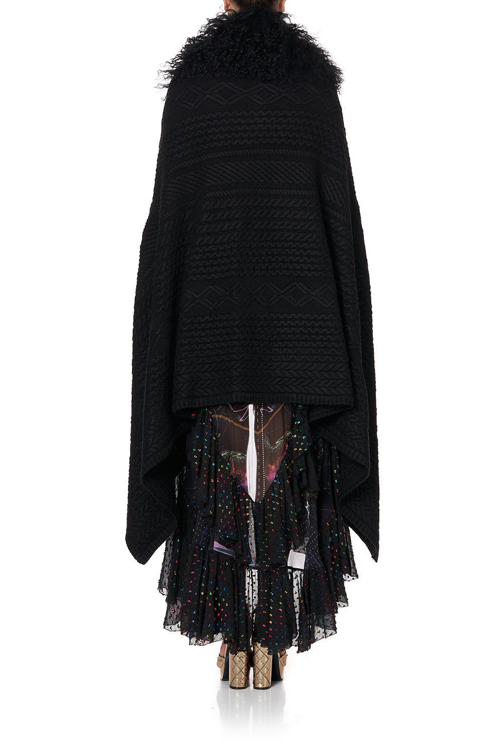 SHEARLING CAPE MIDNIGHT MOON HOUSE