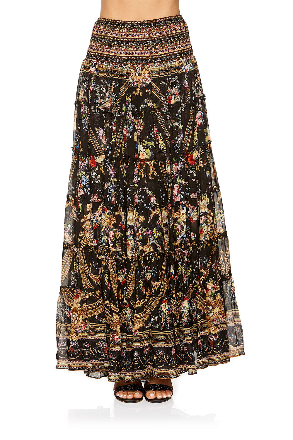 SHEER TIERED CIRCLE SKIRT FRIEND IN FLORA