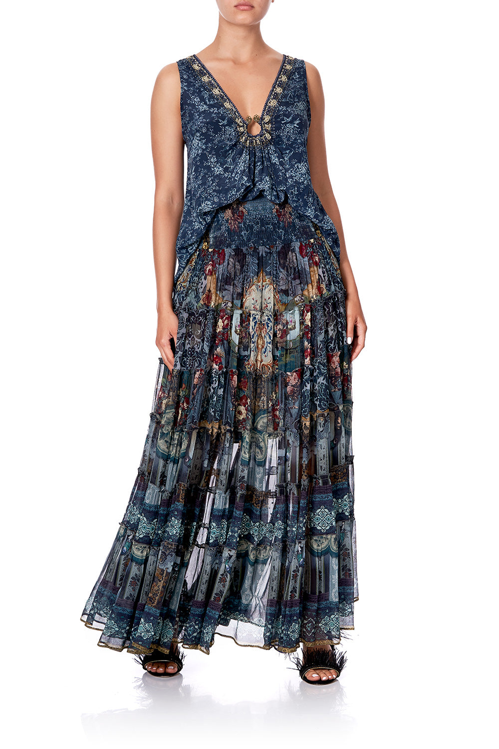 SHEER TIERED CIRCLE SKIRT HOTEL BOHEME