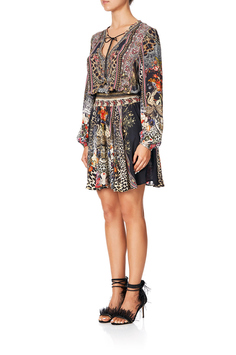 CAMILLA SHIRRED RELAXED SHORT DRESS MARAIS AT MIDNIGHT