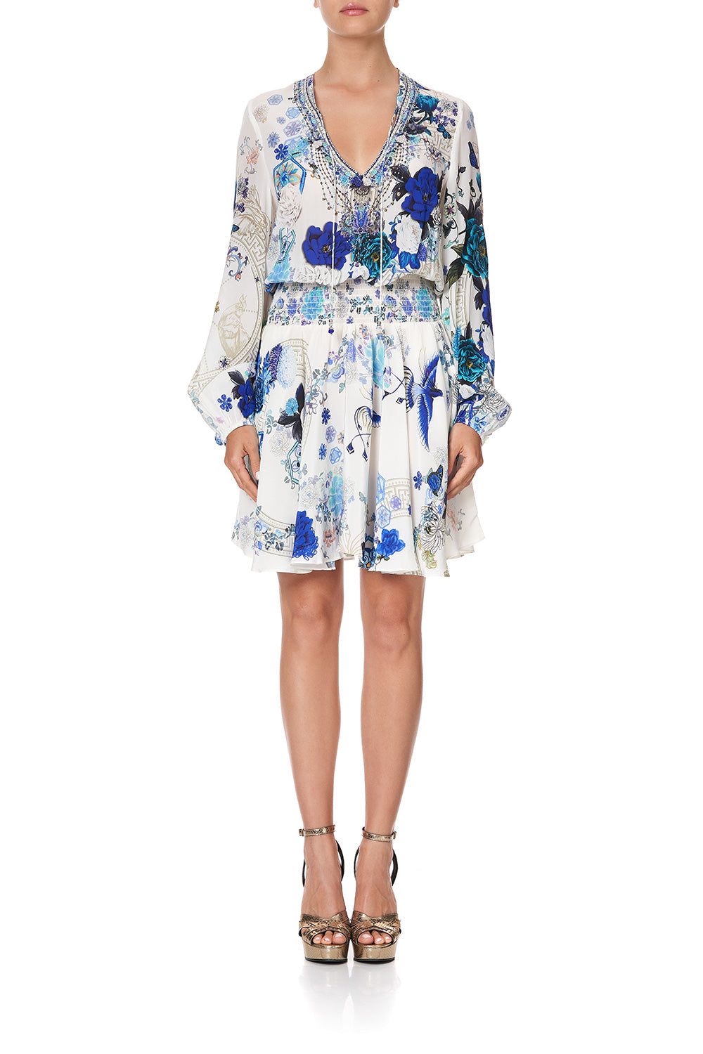 SHIRRED RELAXED SHORT DRESS WHITE SIDE OF THE MOON