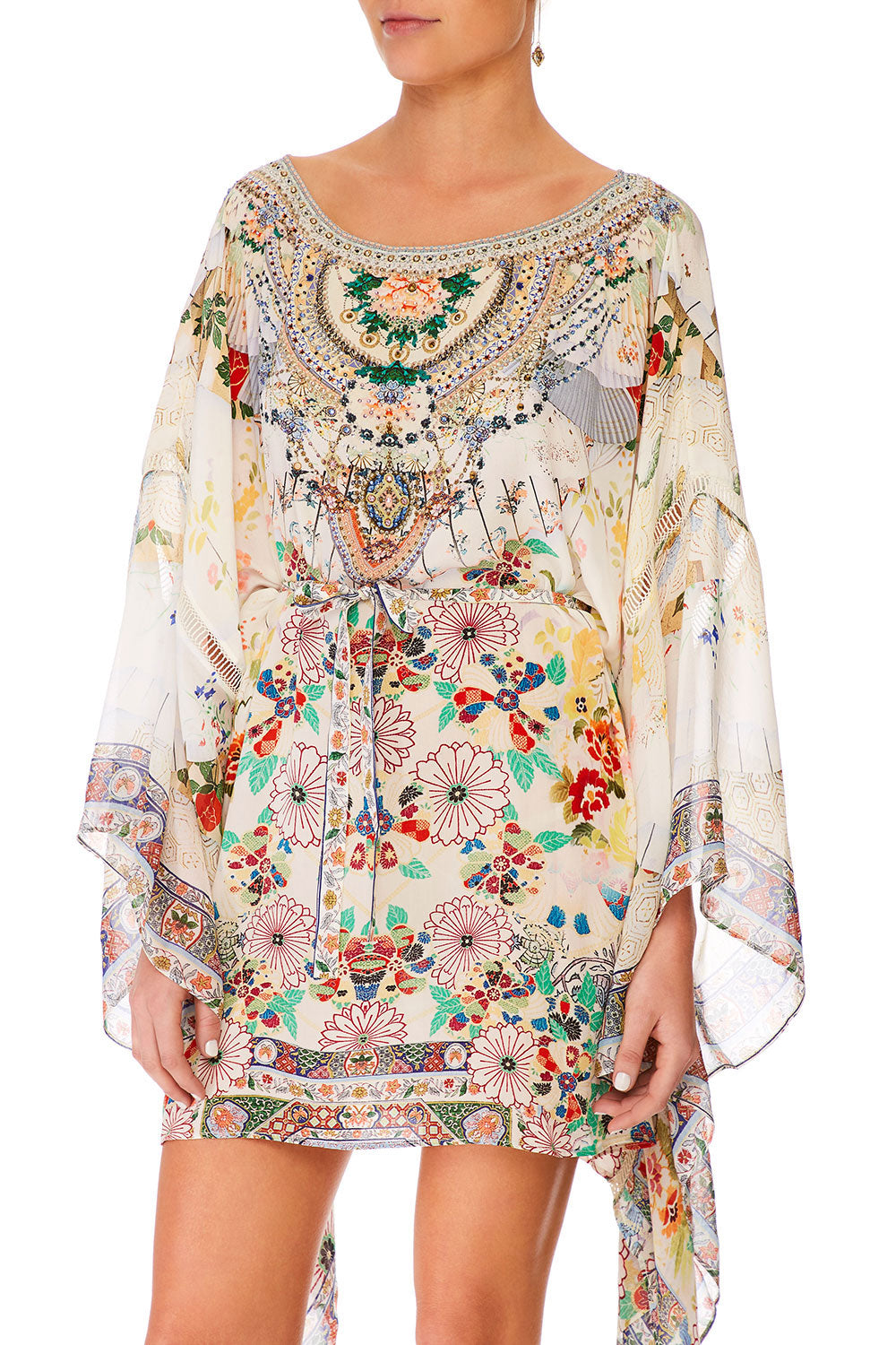CAMILLA TIME AFTER TIME SHORT KAFTAN W SHEER SLEEVE
