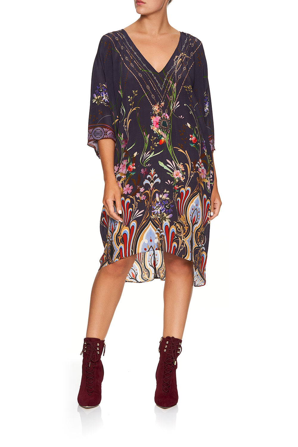 CAMILLA SHORT KAFTAN WITH RAGLAN SLEEVE WILD FLOWER