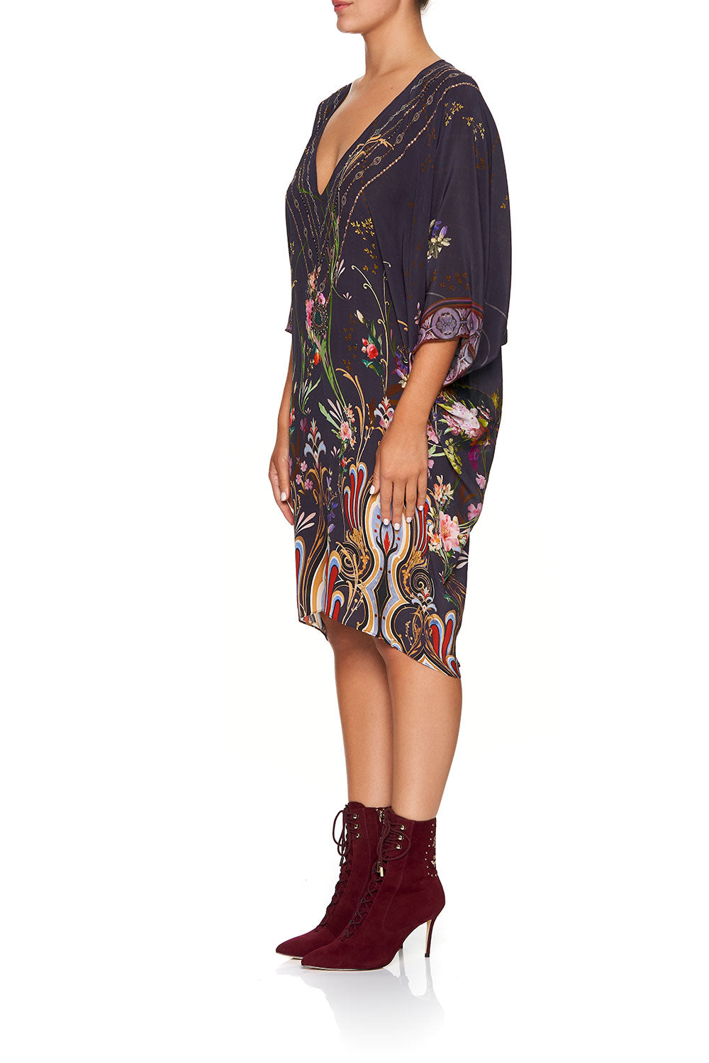 CAMILLA SHORT KAFTAN WITH RAGLAN SLEEVE WILD FLOWER