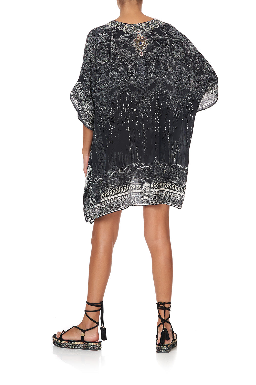 SHORT LACE UP KAFTAN MIDNIGHT PEARL