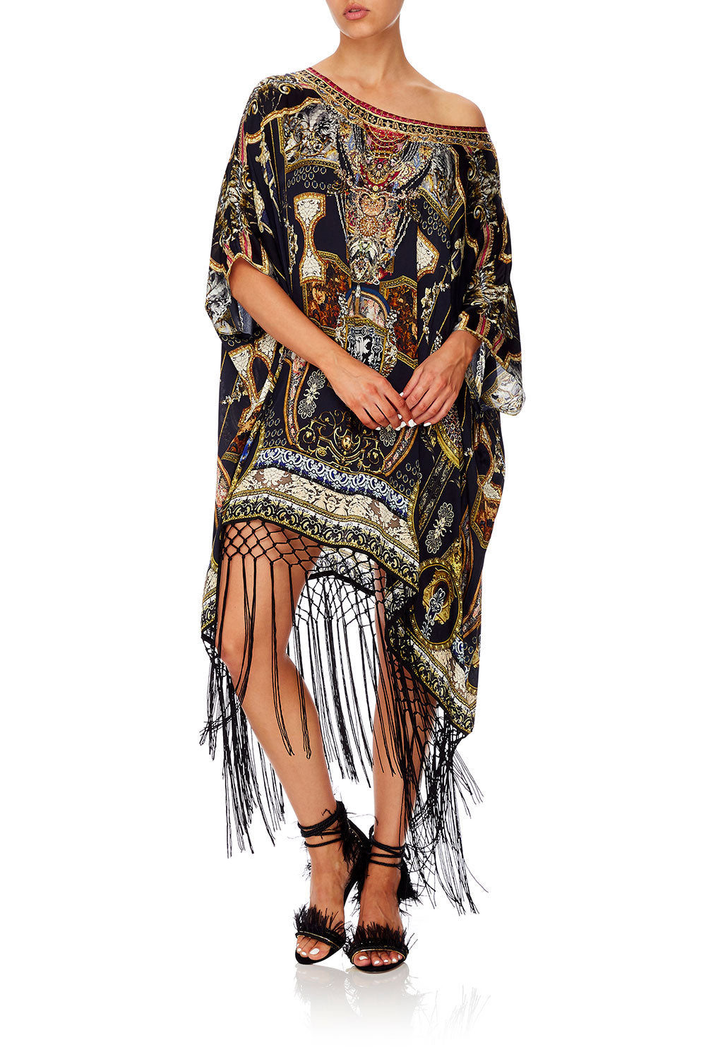 CAMILLA SHORT ROUND NECK KAFTAN MIDNIGHT MEETING