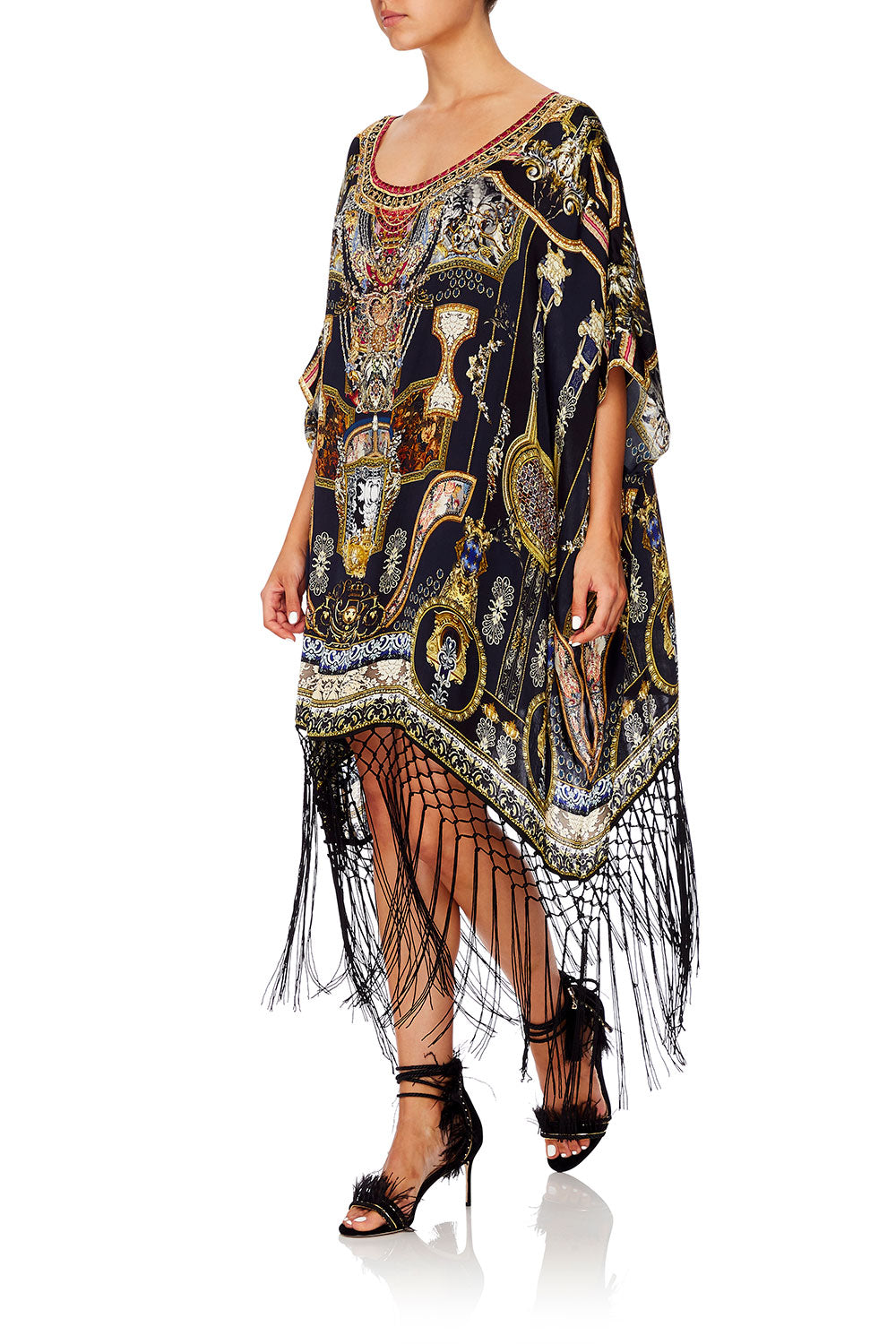 CAMILLA SHORT ROUND NECK KAFTAN MIDNIGHT MEETING