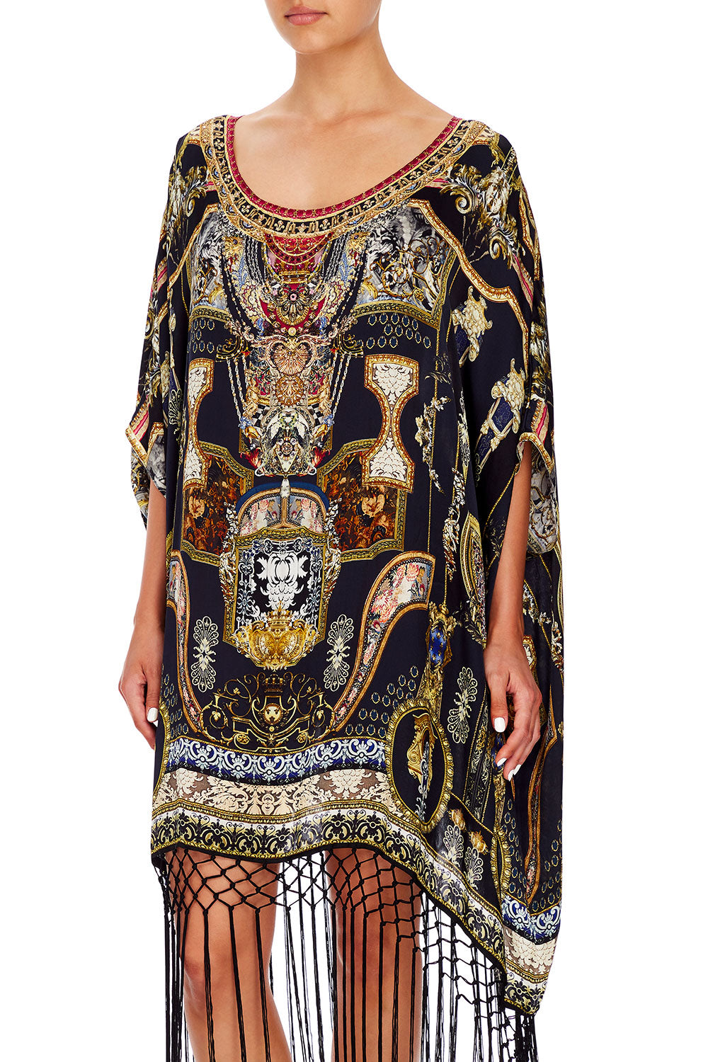 CAMILLA SHORT ROUND NECK KAFTAN MIDNIGHT MEETING