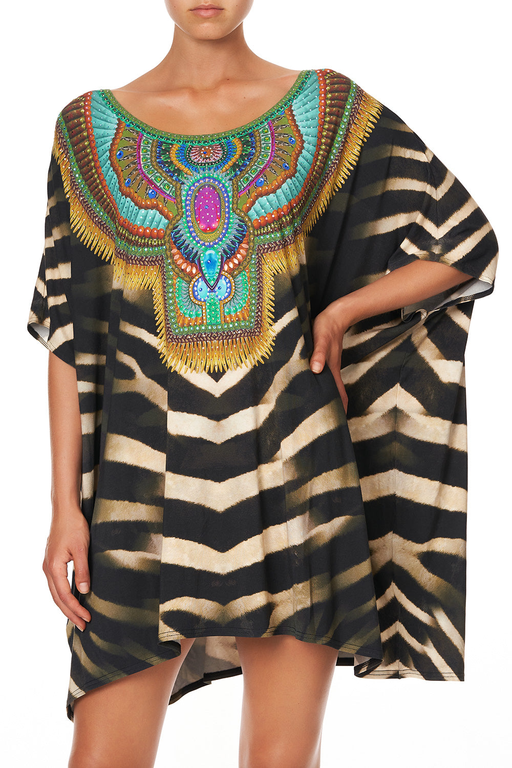 SHORT ROUND NECK LOUNGE KAFTAN BAKORA