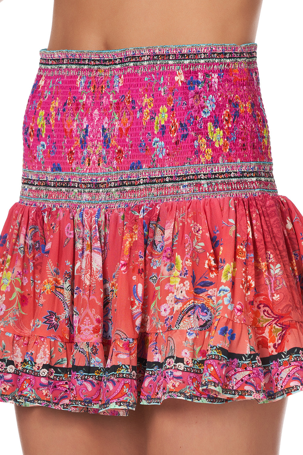 SHORT SHIRRED SKIRT FREE LOVE