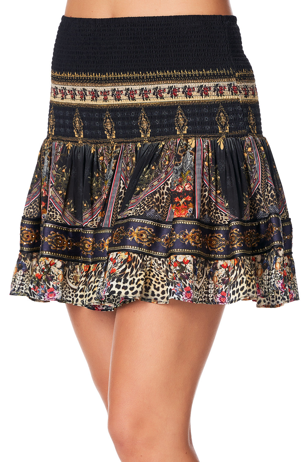 SHORT SHIRRED SKIRT MARAIS AT MIDNIGHT