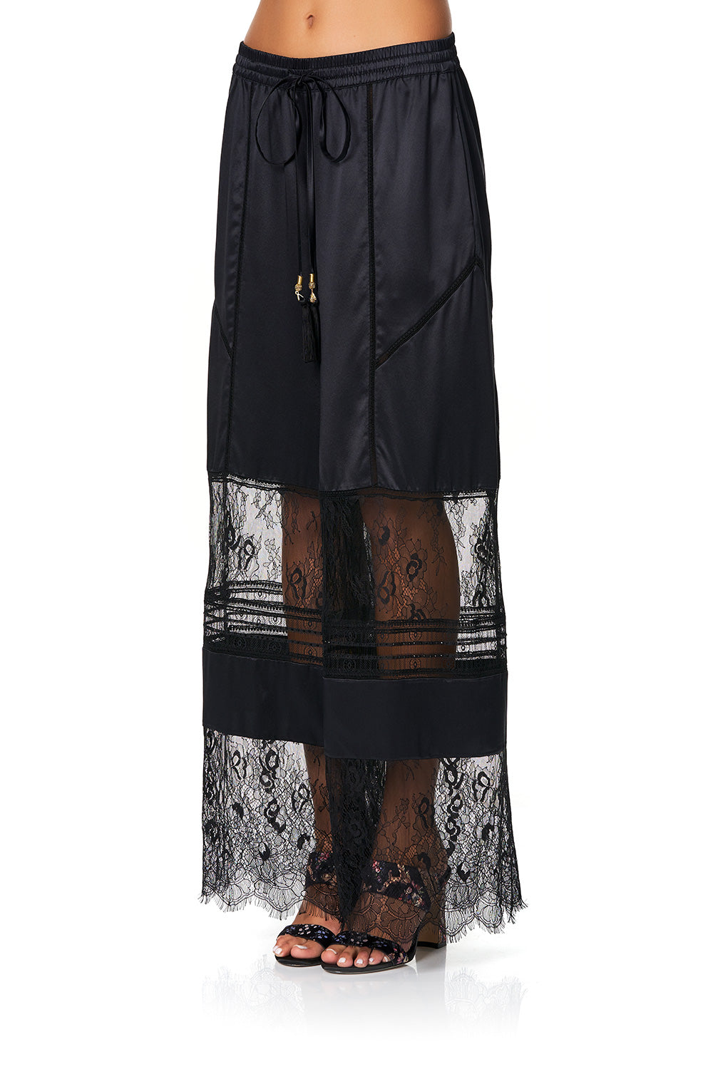 CAMILLA SPLICED WIDE LEG PANT NOIR BOUDOIR