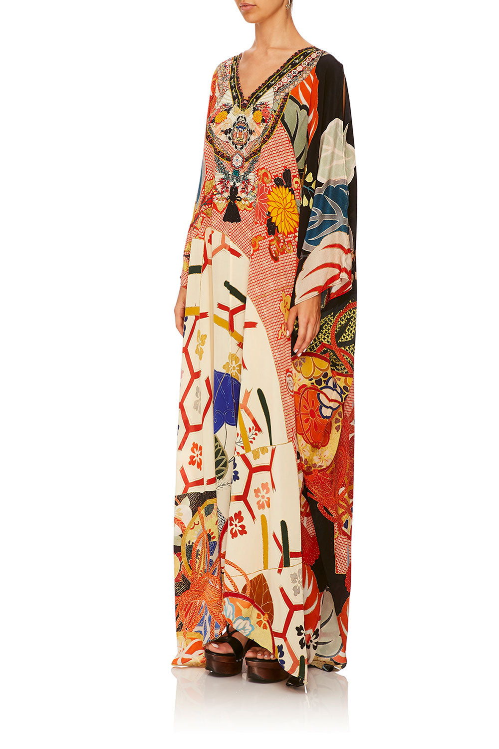 CAMILLA KISSING THE SUN SPLIT FRONT AND SLEEVE KAFTAN