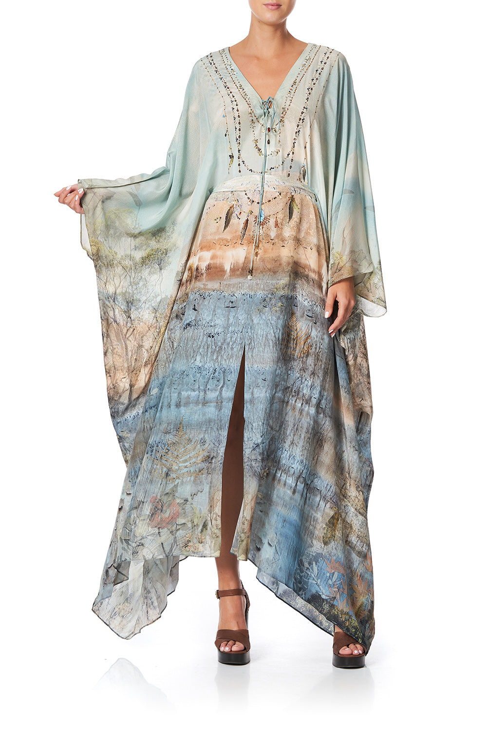 SPLIT HEM LACE UP KAFTAN COUNTRY DIARIES