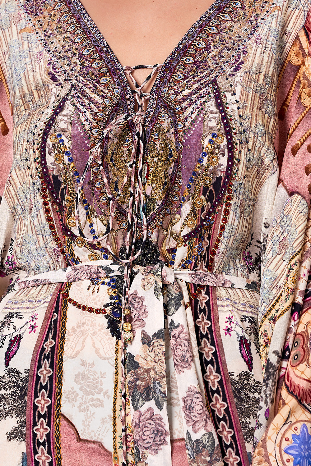 SPLIT HEM LACE UP KAFTAN VIOLET CITY