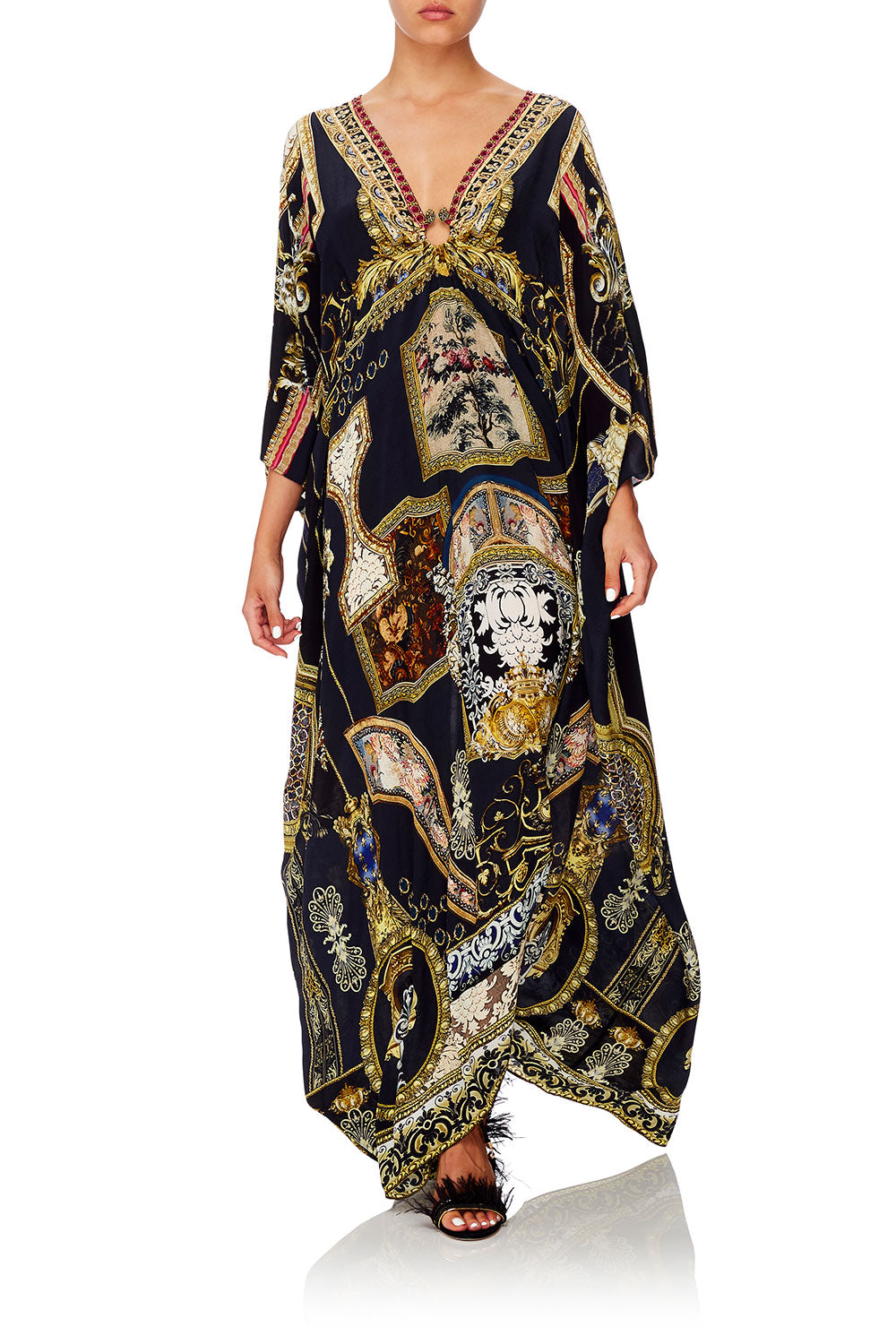 CAMILLA SPLIT SLEEVE KAFTAN WITH HARDWARE MIDNIGHT MEETING