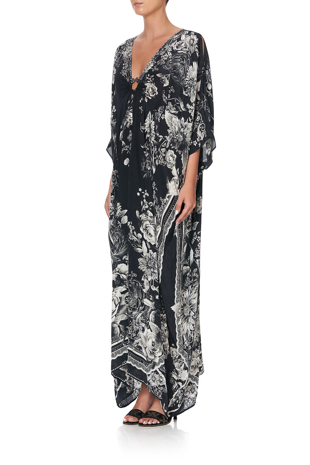 SPLIT SLEEVE KAFTAN WITH HARDWARE MOONSHINE BLOOM