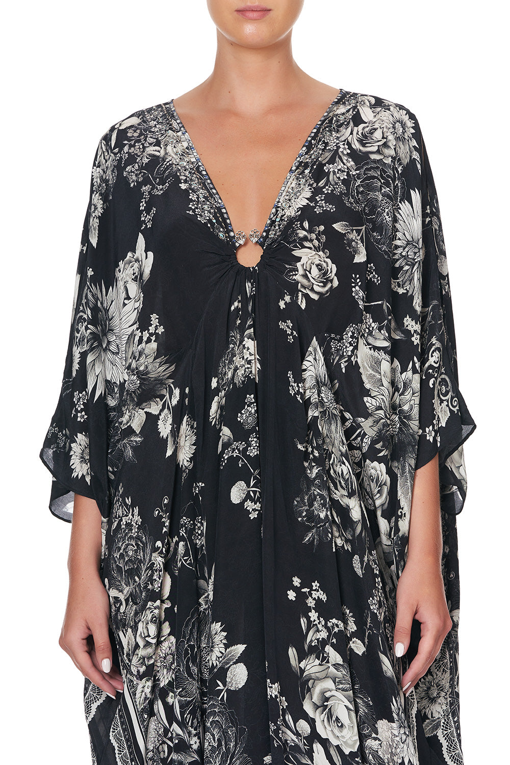 SPLIT SLEEVE KAFTAN WITH HARDWARE MOONSHINE BLOOM