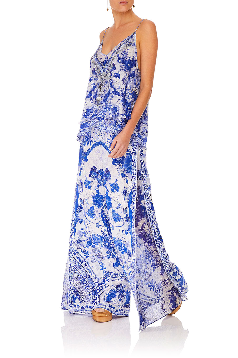 CAMILLA STRAP TOP W/ SHEER UNDERLAY THE FAN SEA