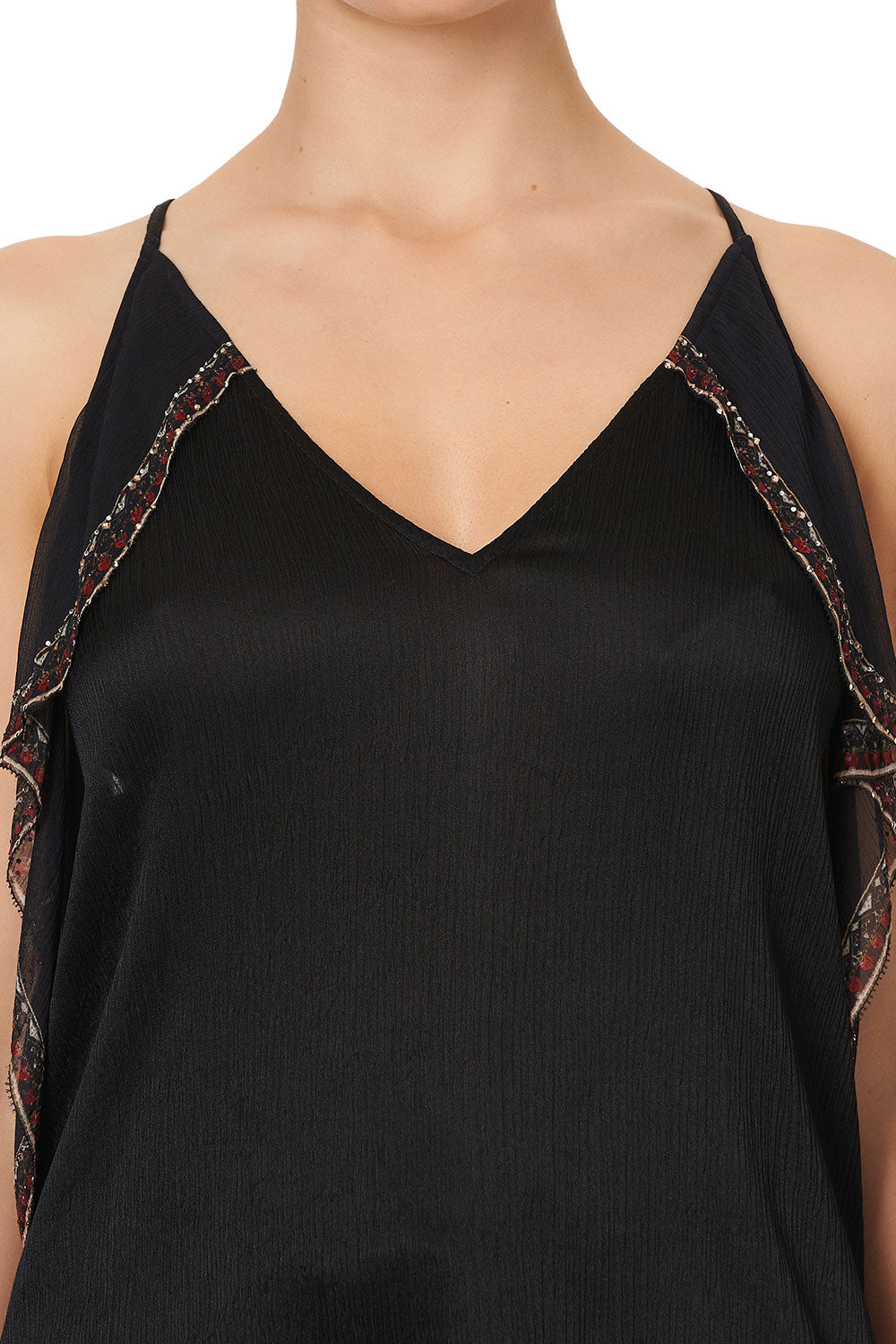 STRAP TOP WITH RUFFLE MIRROR MIRROR