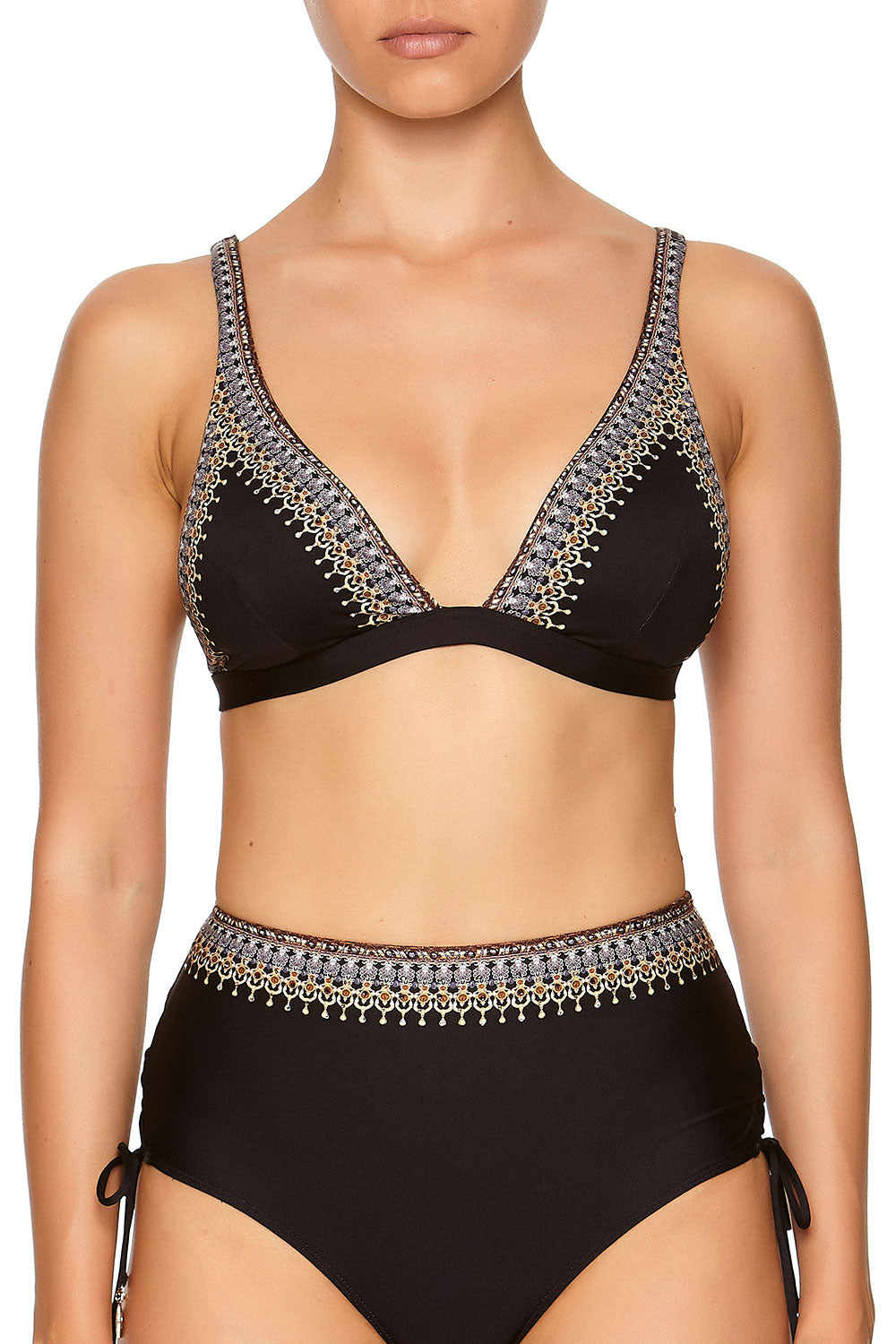 STRAPPY FIXED HIGH TRI BRA BLACK