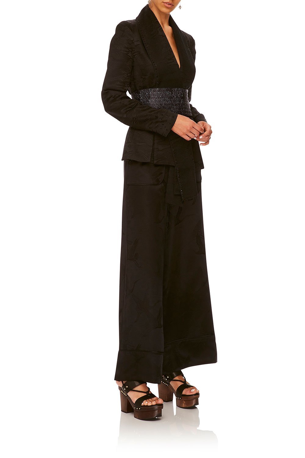 CAMILLA SOLID BLACK LOUNGE TROUSER W CUFFS