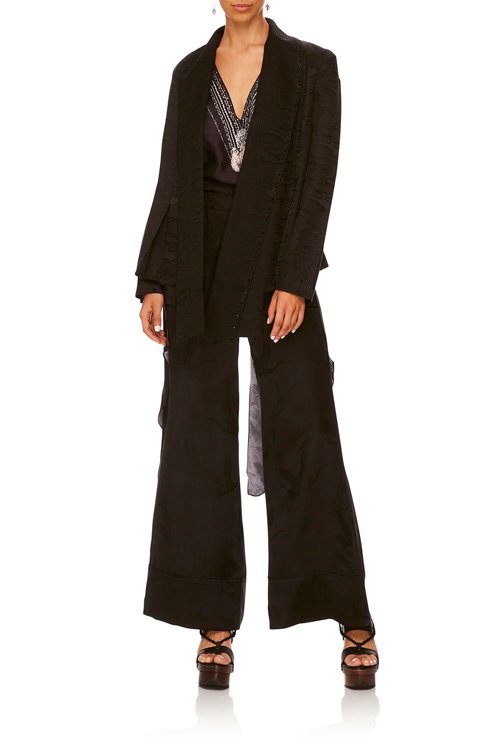 CAMILLA SOLID BLACK LOUNGE TROUSER W CUFFS