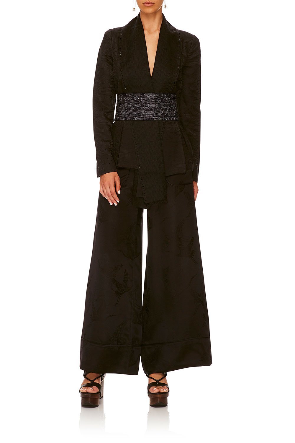 CAMILLA SOLID BLACK LOUNGE TROUSER W CUFFS