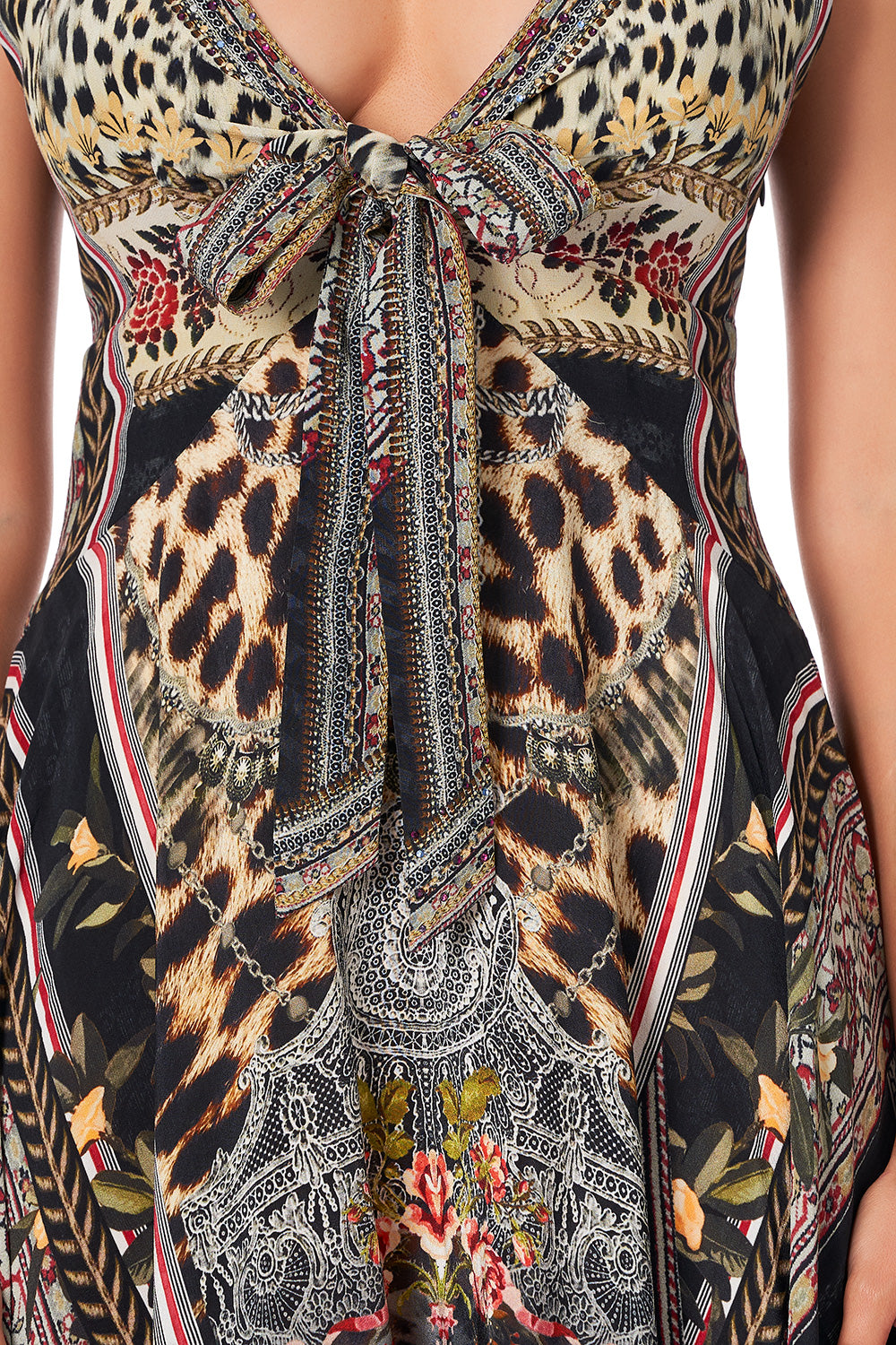 CAMILLA TIE DETAIL HIGH LOW DRESS MARAIS AT MIDNIGHT