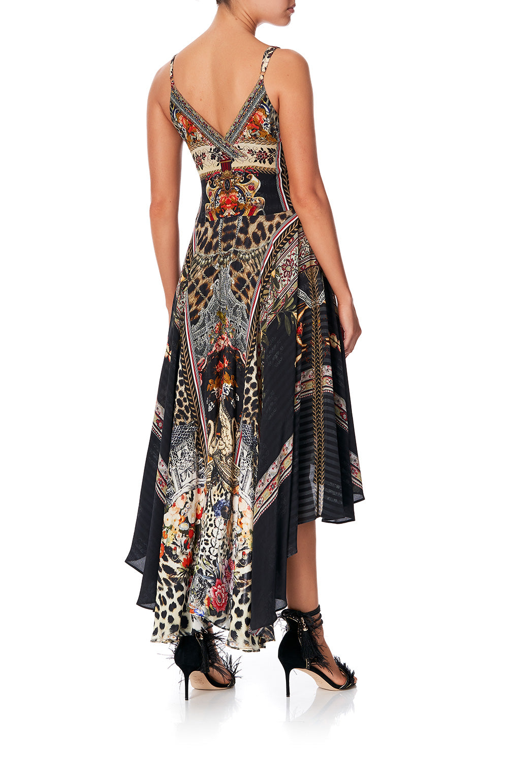 CAMILLA TIE DETAIL HIGH LOW DRESS MARAIS AT MIDNIGHT