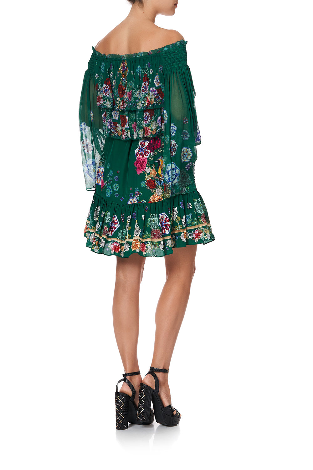 TIERED RUFFLE DRESS EMERALD'S ORBIT