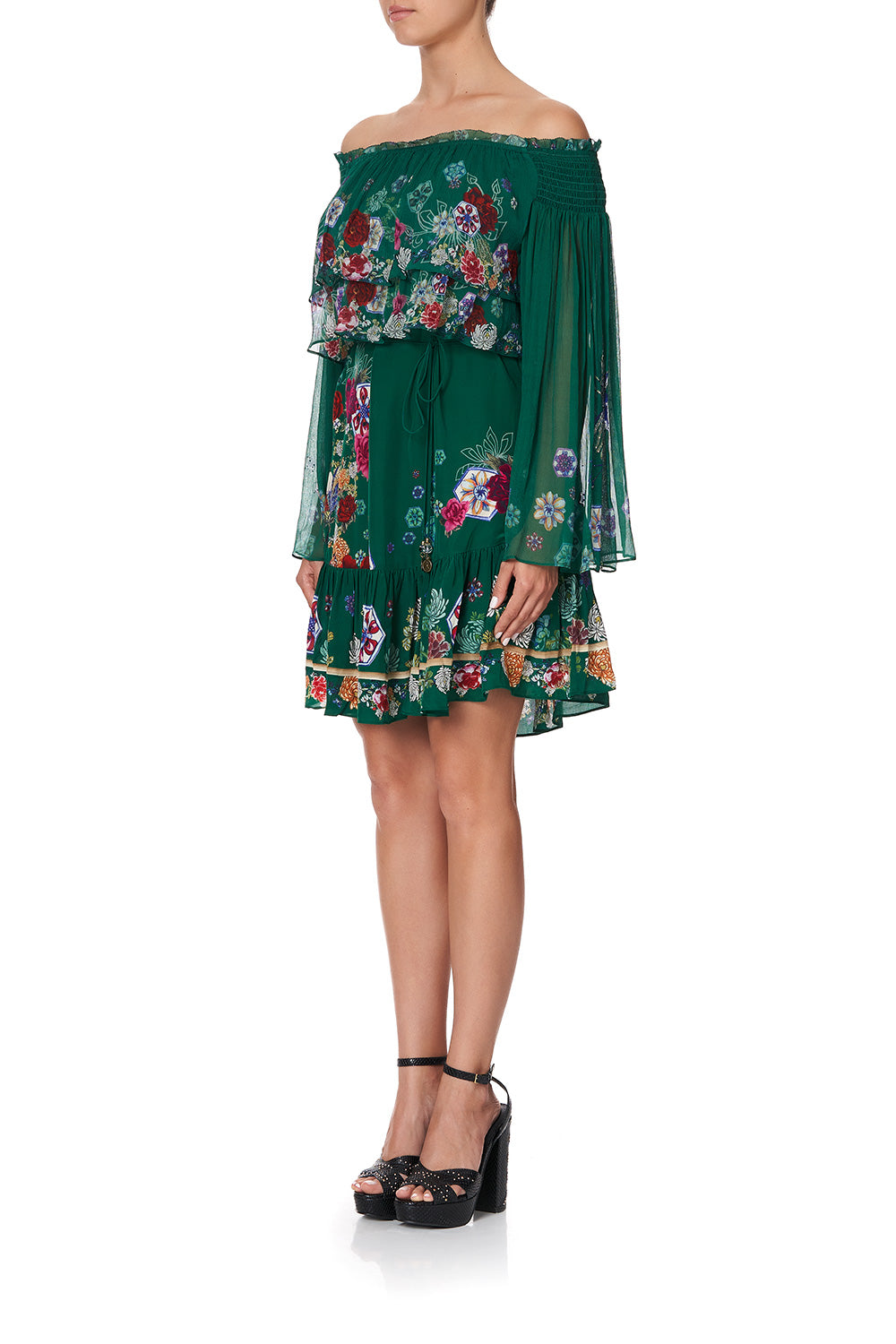 TIERED RUFFLE DRESS EMERALD'S ORBIT