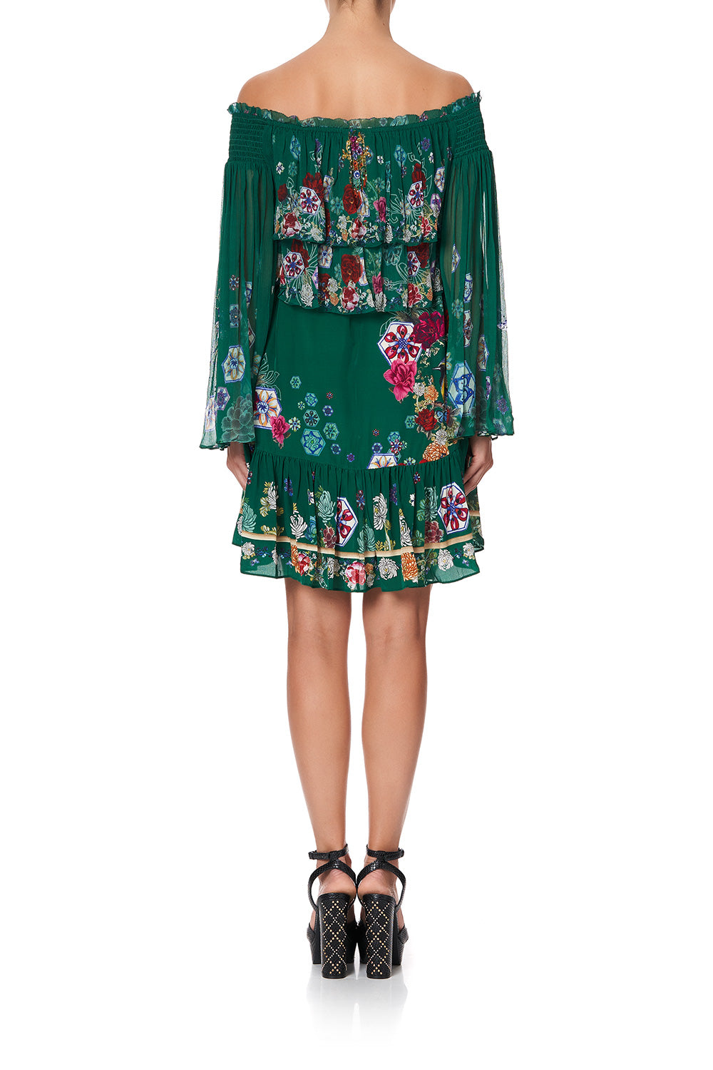 TIERED RUFFLE DRESS EMERALD'S ORBIT