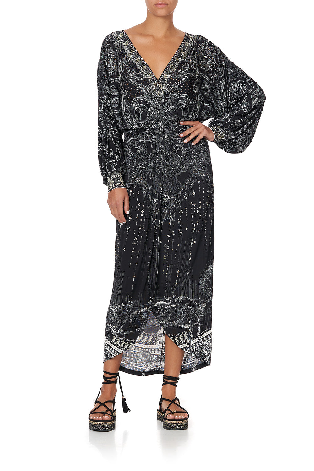 TWIST FRONT DRESS MIDNIGHT PEARL