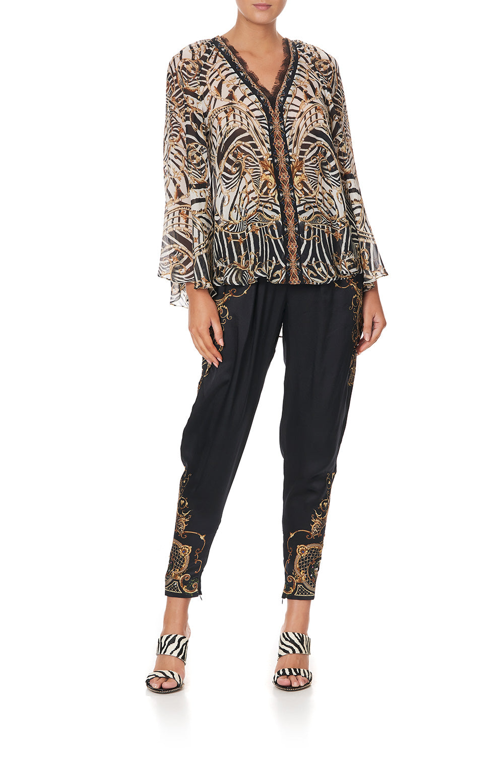 V NECK BLOUSE WITH NECKBAND NIGHT WAITING FOR DAY