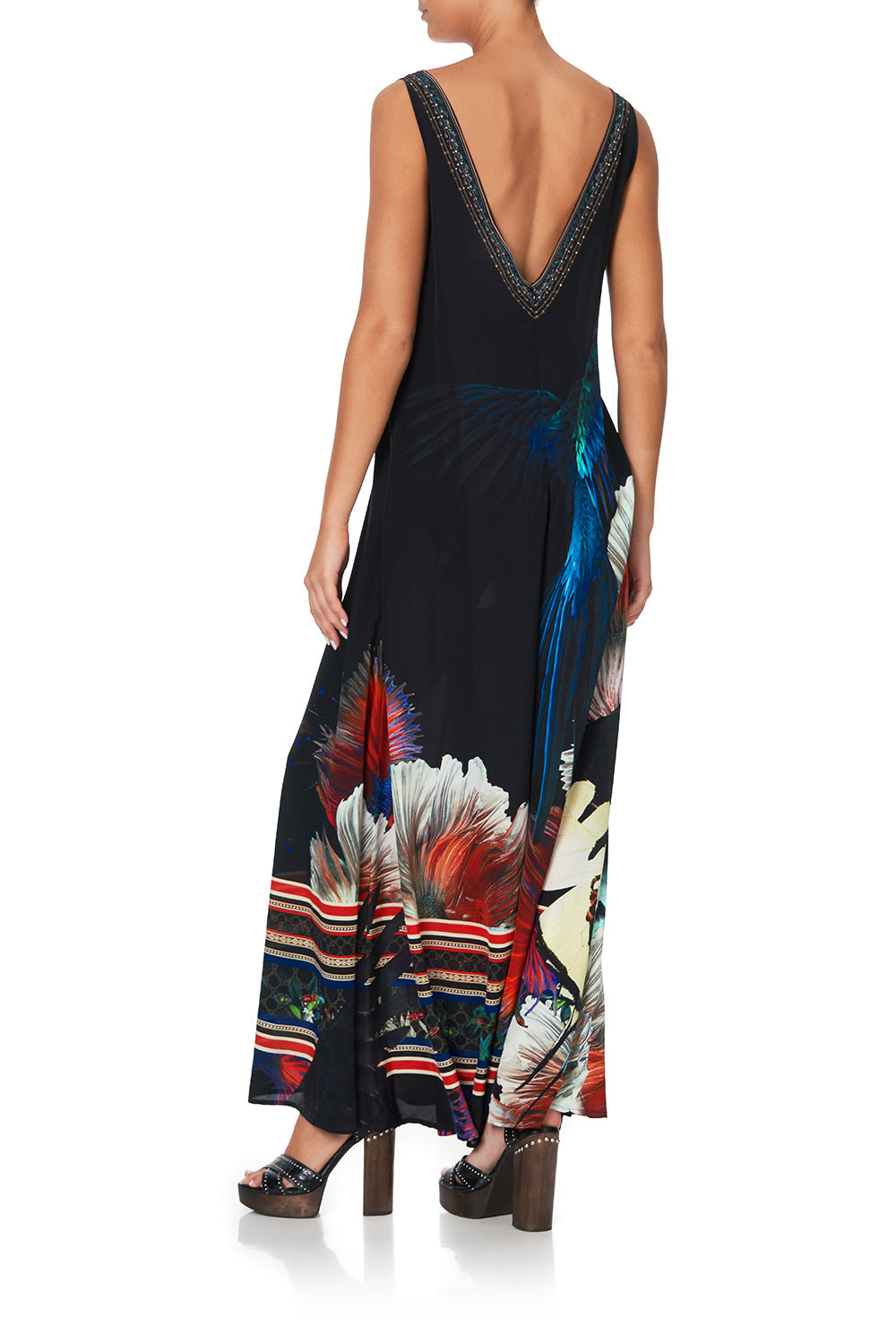 V NECK FLARED JUMPSUIT NIGHT FLIGHT