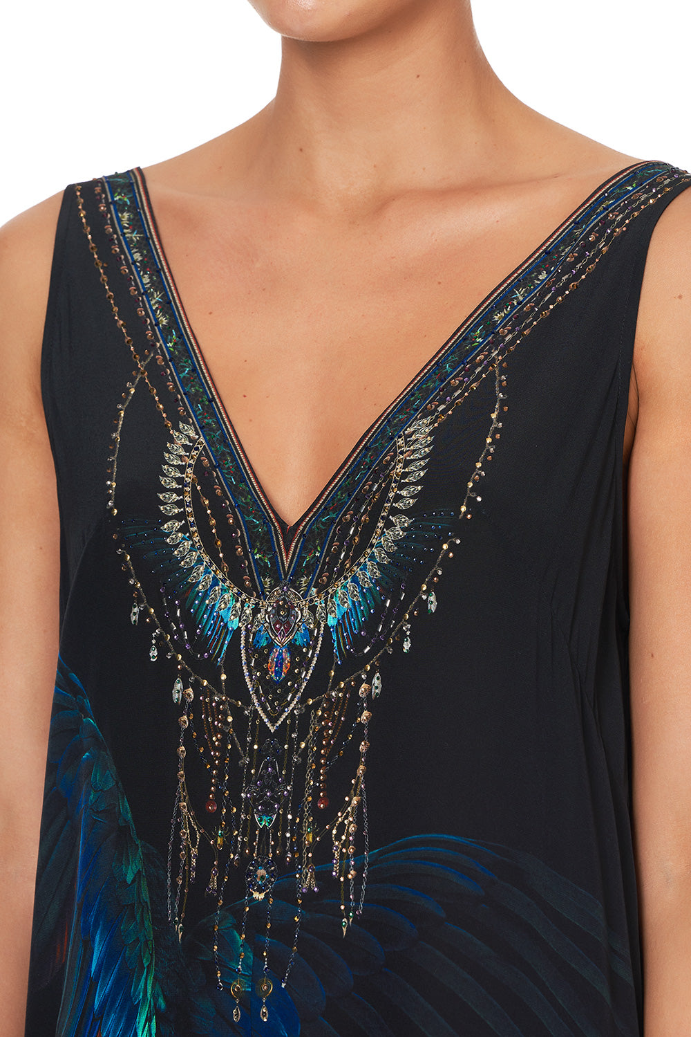 V NECK FLARED JUMPSUIT NIGHT FLIGHT