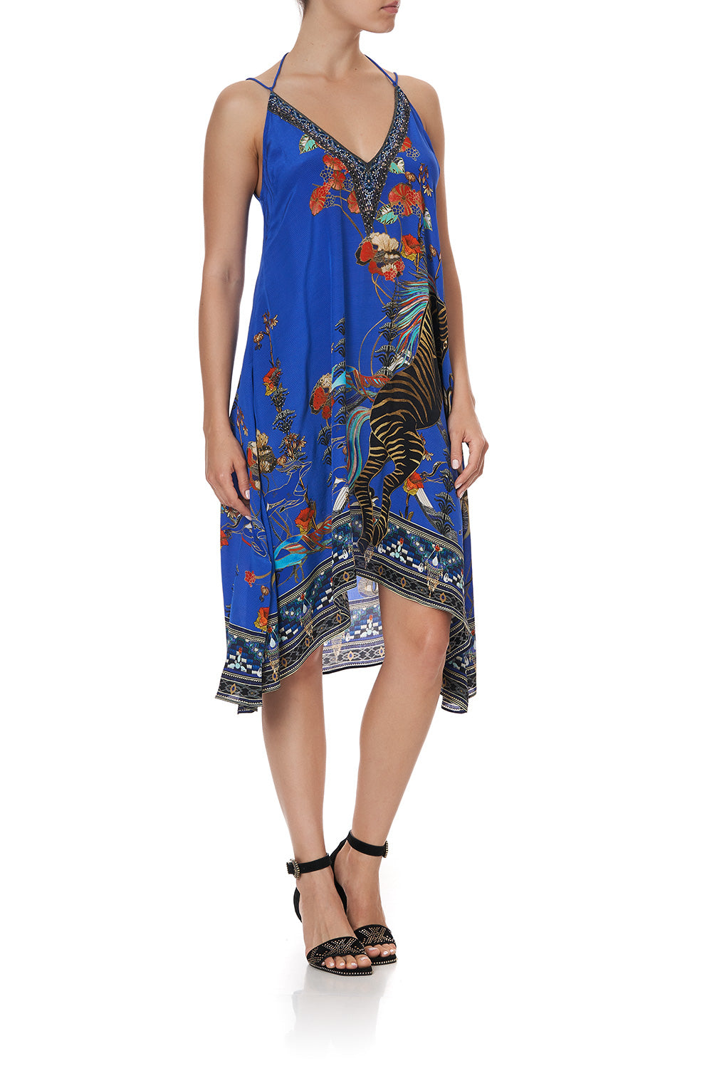 V-NECK STRAPPY FLARE DRESS TREE OF LIFE