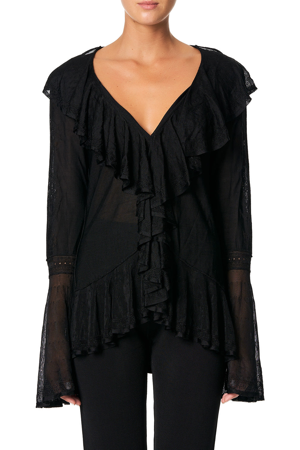 CAMILLA WATERFALL POINTELLE CARDI HAUTE PROVINCIAL