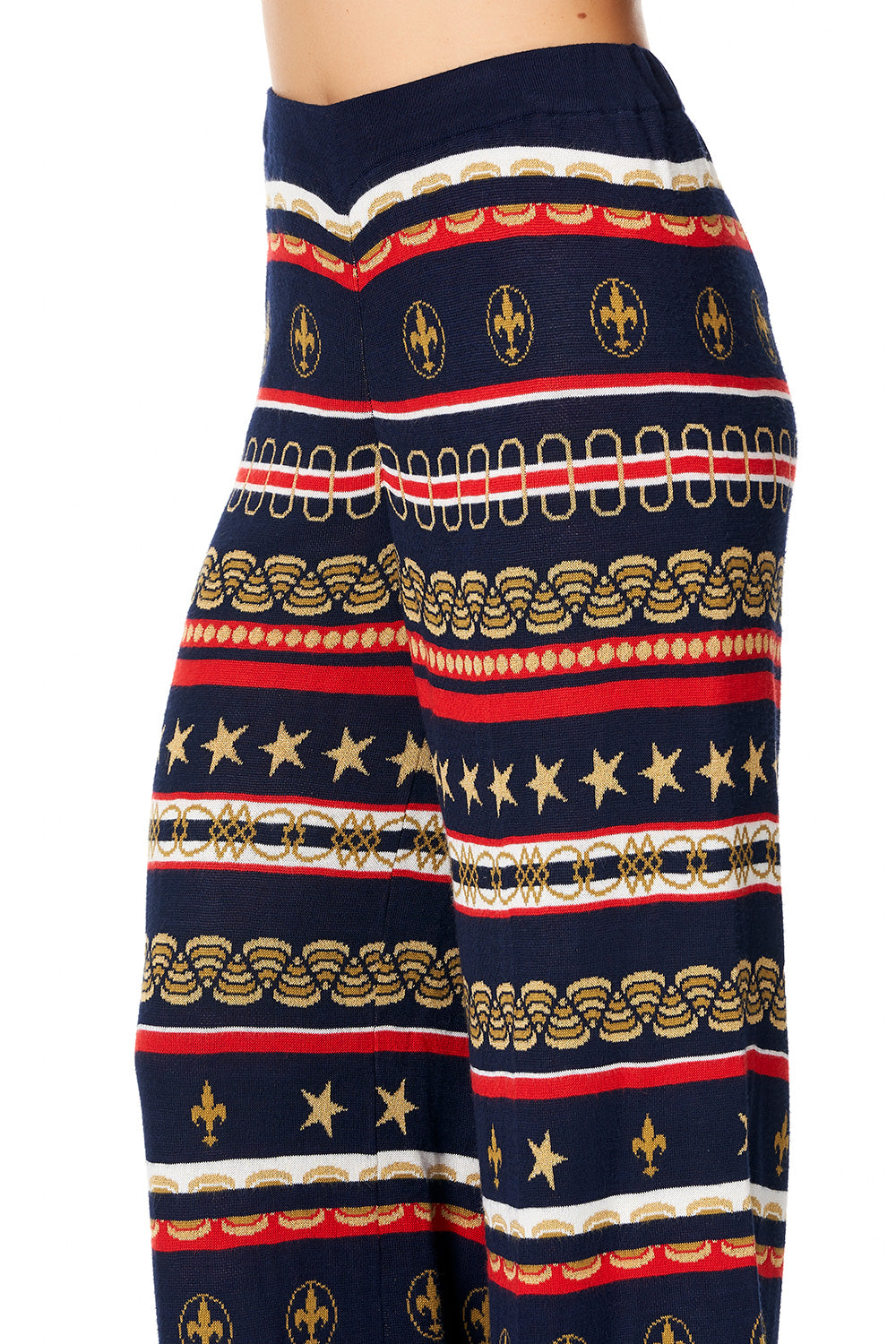 CAMILLA WIDE LEG JACQUARD KNIT PANT COSTUME PARTY