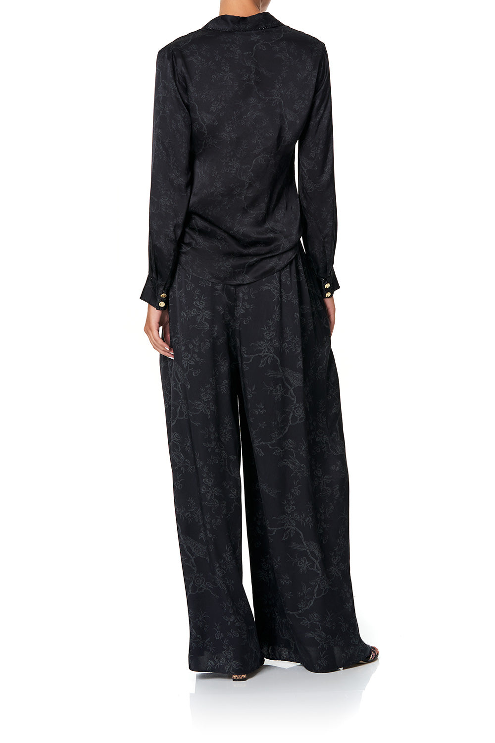 WIDE LEG PANT WITH GATHERED POCKETS NOIR BOUDOIR