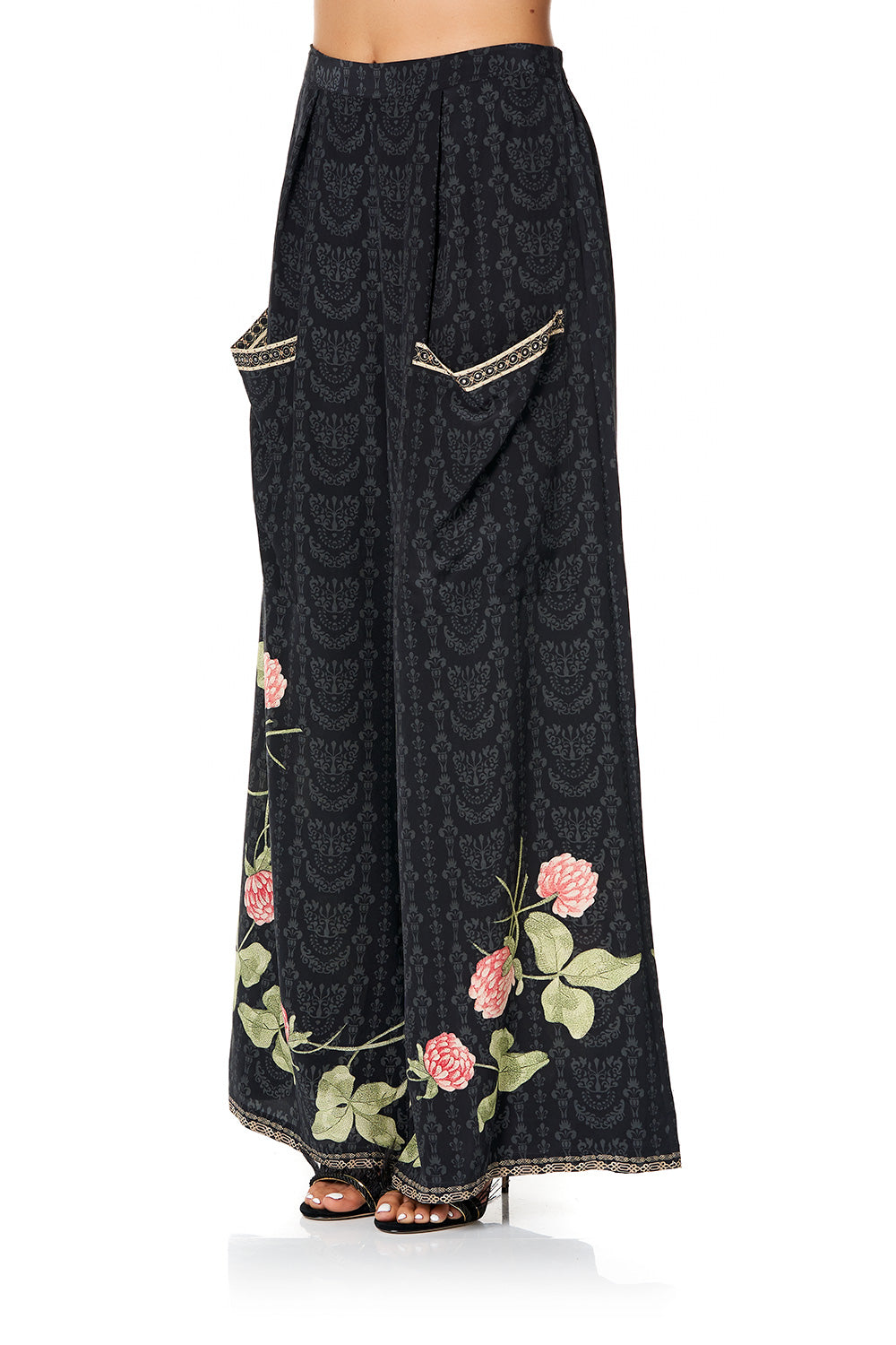 CAMILLA WIDE LEG TROUSER WITH FRONT POCKETS PROVINCIAL PETAL